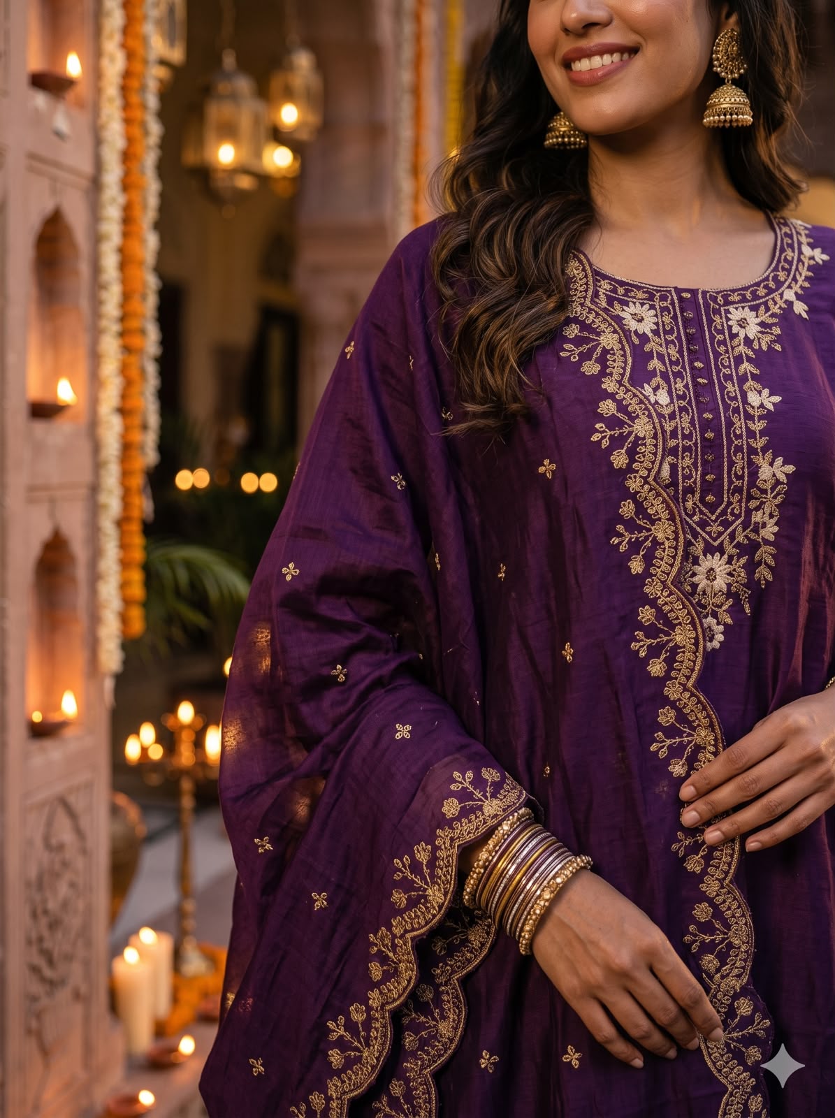 Royal Purple Shimmer Silk Salwar