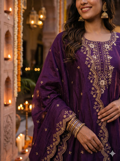 Royal Purple Shimmer Silk Salwar