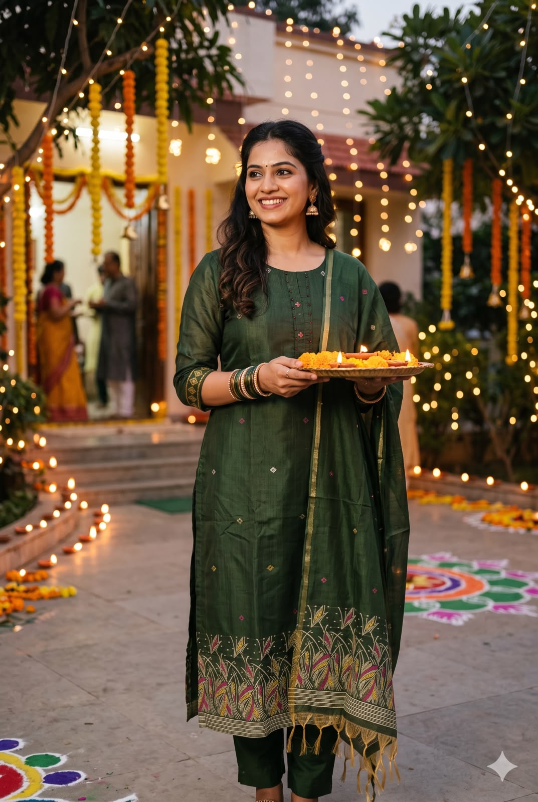 Bottle Green Festive Silk Cotton Salwar