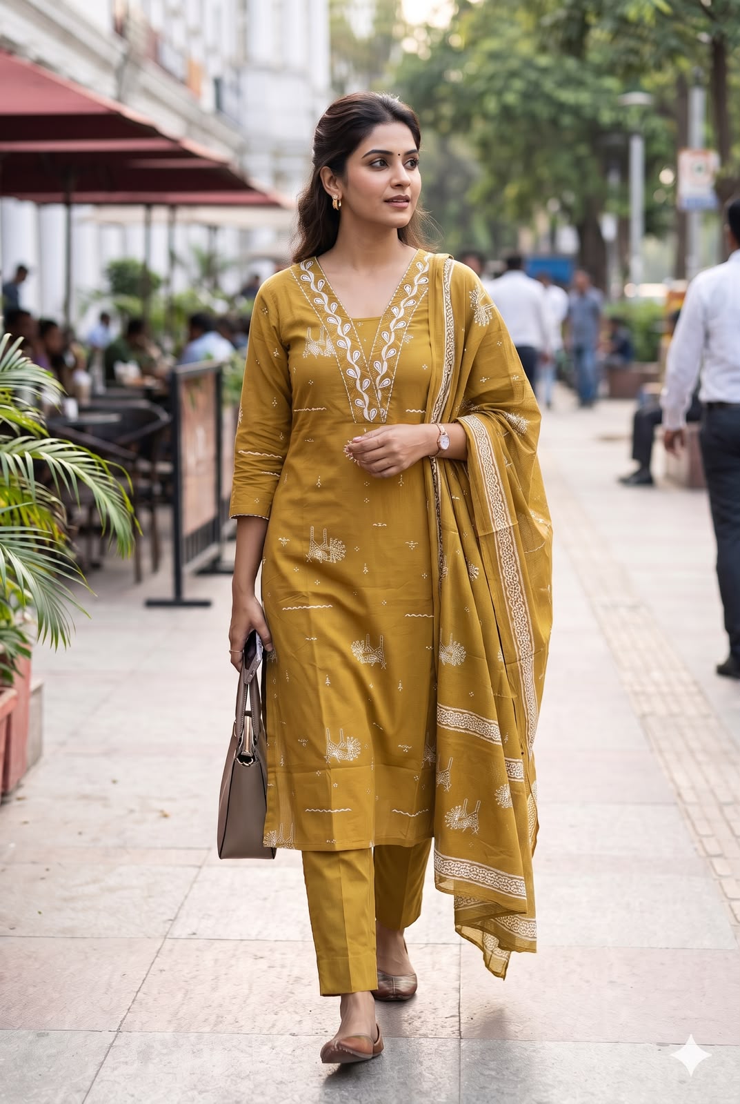 Mustard Yellow Slim Fit Cotton Salwar