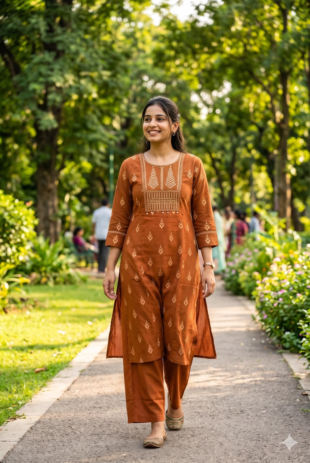 Rustic Terracotta A-Line Side-Slit Kurta Pant