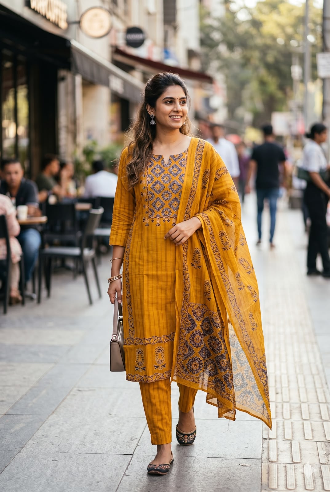 Mustard Yellow Slim-Fit Cotton Salwar