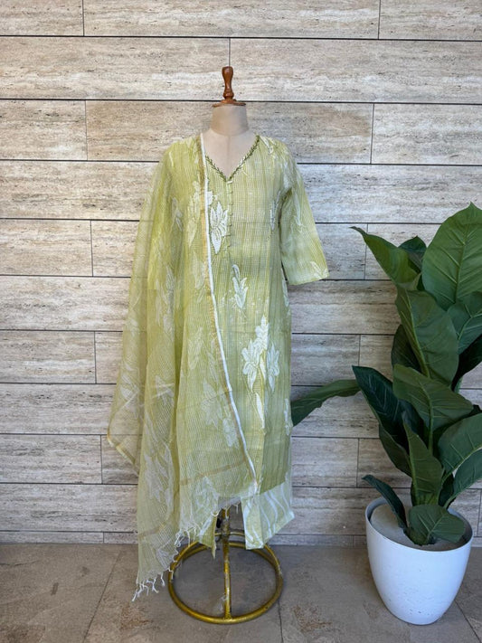Olive Whisper Kota Cotton Salwar