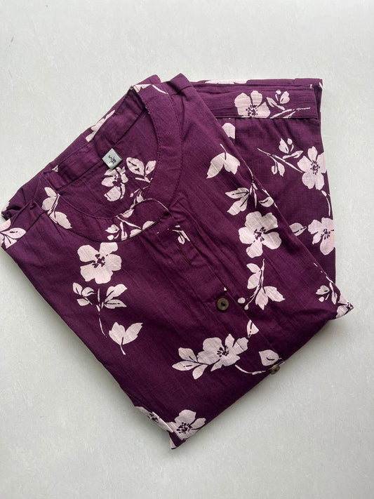 Wine Floral Cotton Aline Coords