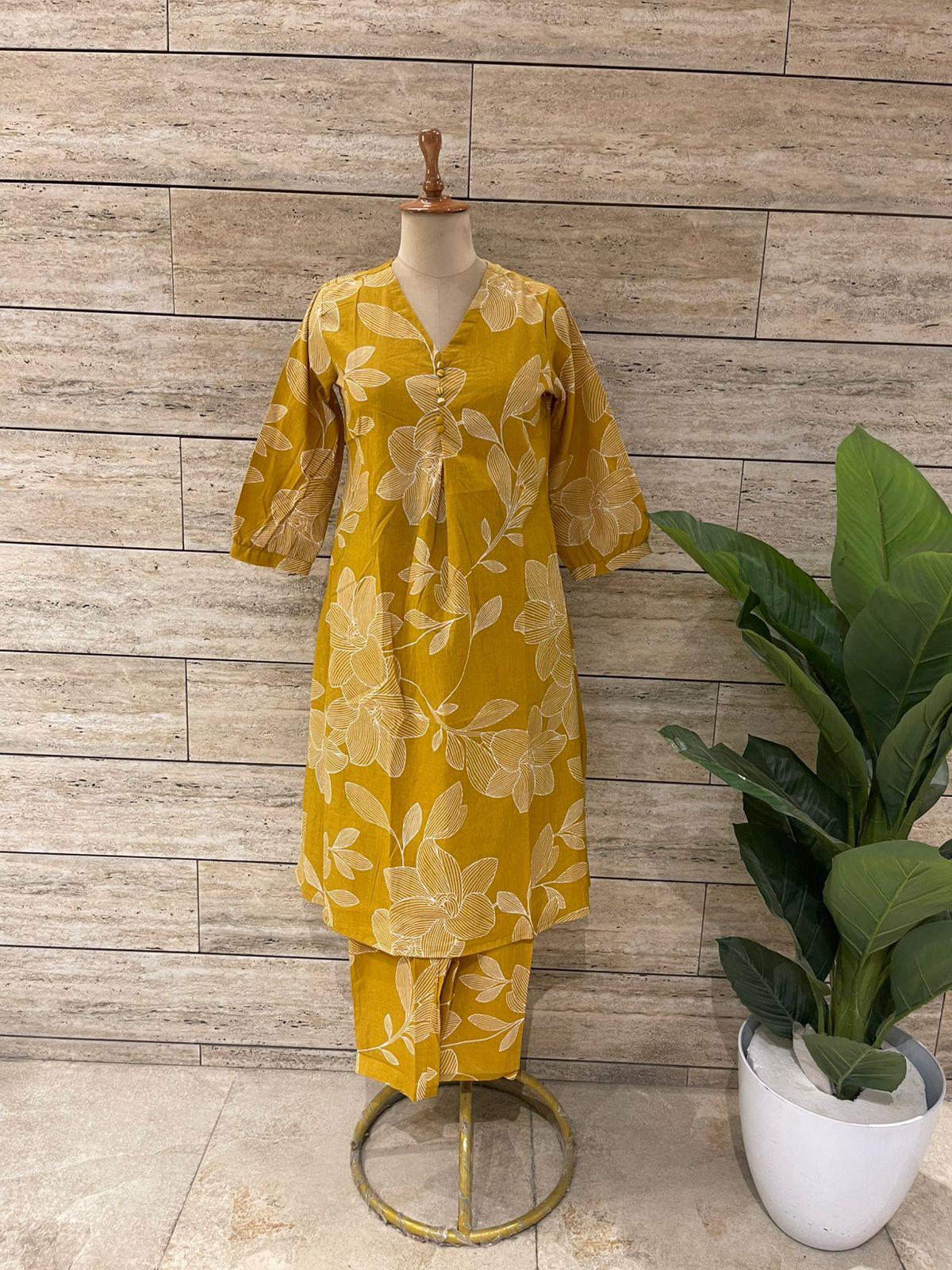 Mango Yellow Mul Cotton Coords