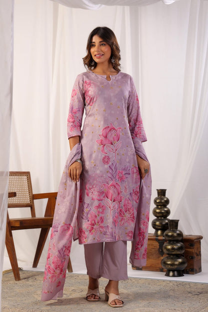 Lavendar Cotton Floral Salwar