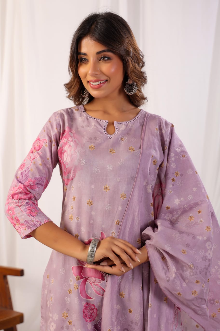 Lavendar Cotton Floral Salwar