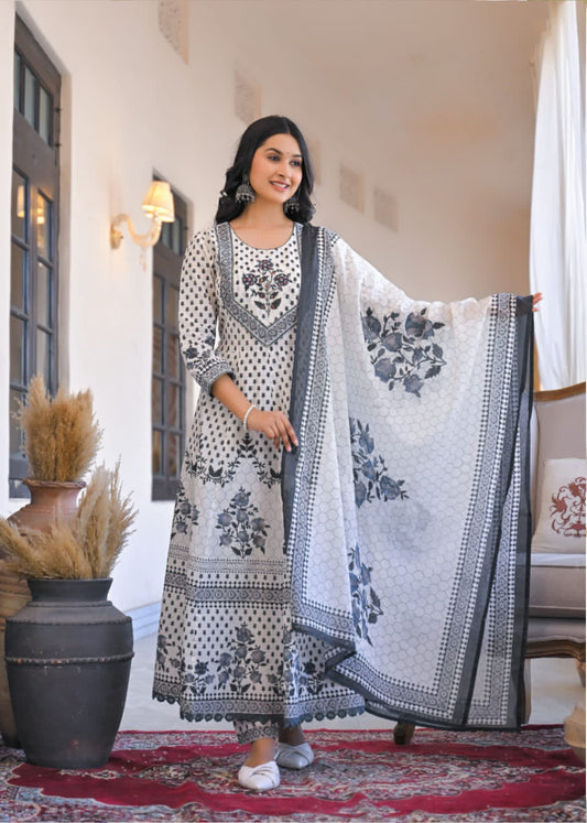 Black and White Anarkali Salwar