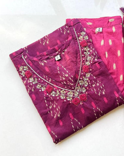 Cherry Pink Ikkat Kurta Pant
