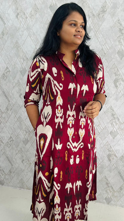 Brown Ikkat Kurti