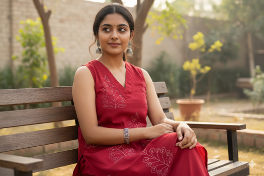Red cotton Kurta pant